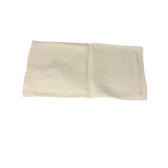 Vintage Set of 12 Pale Yellow Damask Luncheon Napkins Cottagecore Shabby - Picture 5 of 6